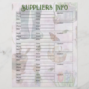 Lavender Floral Garden Planner Suppliers Info Page