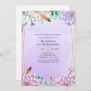 Lavender Floral Geometric Bridesmaids Luncheon Invitation