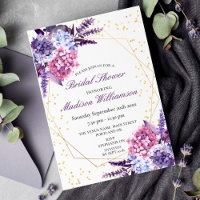 Lavender Floral Gold Geometric Bridal Shower