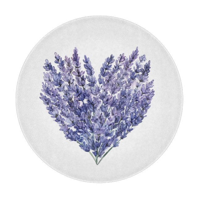 Lavender Floral Heart Cutting Board (Front)