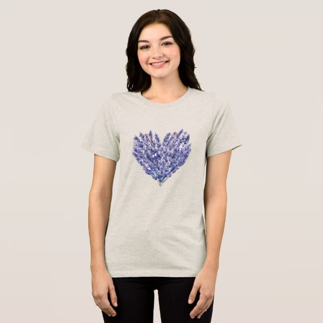 Lavender Floral Heart Tri-Blend Shirt (Front Full)