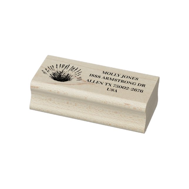 Lavender Floral Herbs Rustic Return Address Rubber Stamp (Stamp)