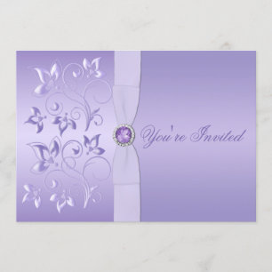 Lavender Floral Jewelled Wedding Invitation