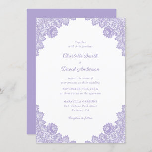 Lavender Floral Lace Wedding Invitation