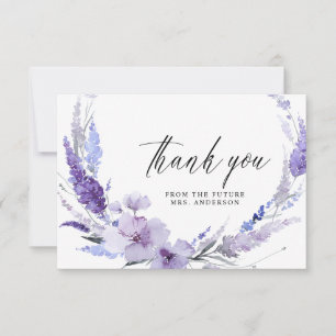 Lavender Floral Lilac Mauve Elegant Bridal Shower Thank You Card