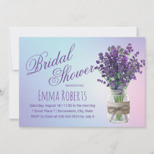 Lavender Floral Mason Jar Pastel Bridal Shower Invitation