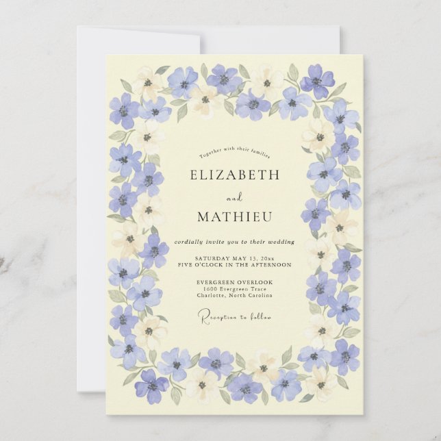 Lavender Floral Meadow Wedding Invitation (Front)