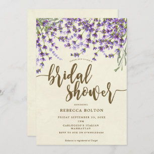 lavender floral modern bridal shower invitation