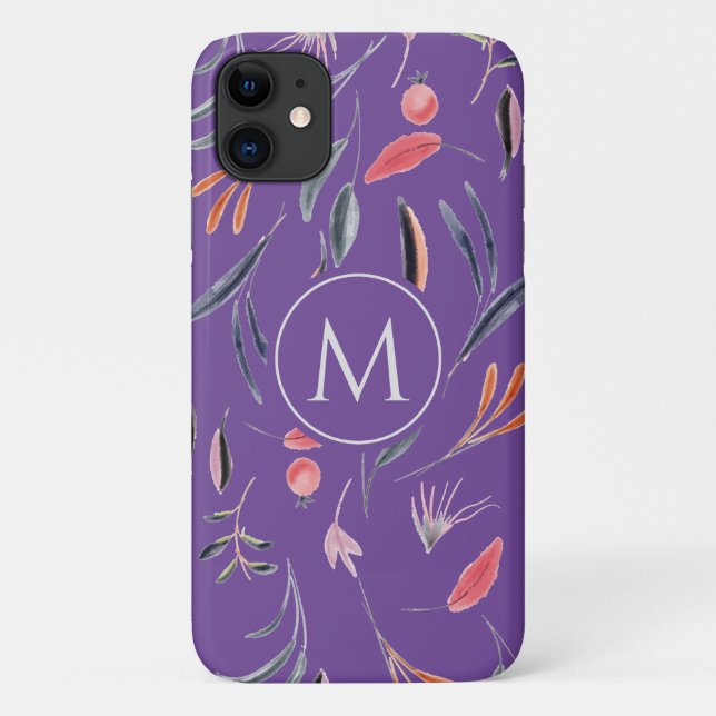 Lavender Floral MONOGRAM Custom Personalised Case-Mate iPhone Case (Back)