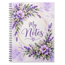 Lavender Floral My Notes Spiral Notebook