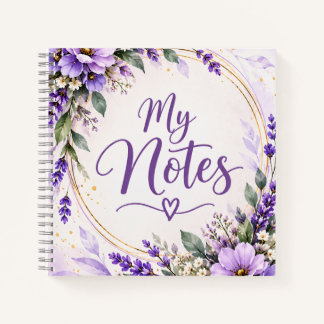 Lavender Floral My Notes Spiral Notebook