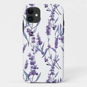 Lavender Floral On White iPhone 11 Case
