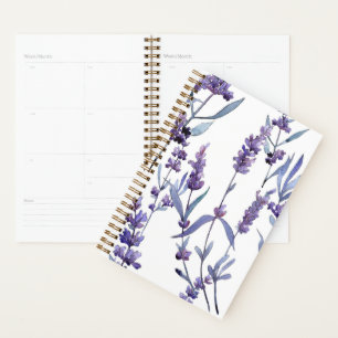 Lavender Floral On White Planner