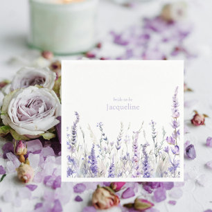 Lavender Floral Personalised Name Bridal Shower Napkin