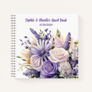Lavender Floral Personalised Wedding Spiral  Notebook