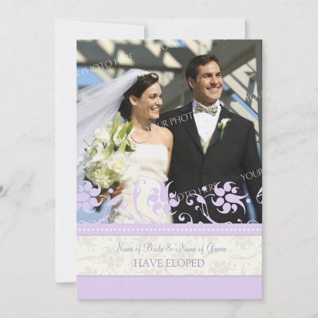 Lavender Floral Photo Elopement Announcement Cards (Front)