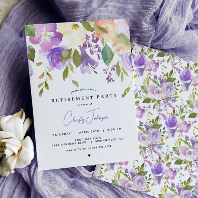 Lavender Floral Retirement Party Invitation (Creator Uploaded)