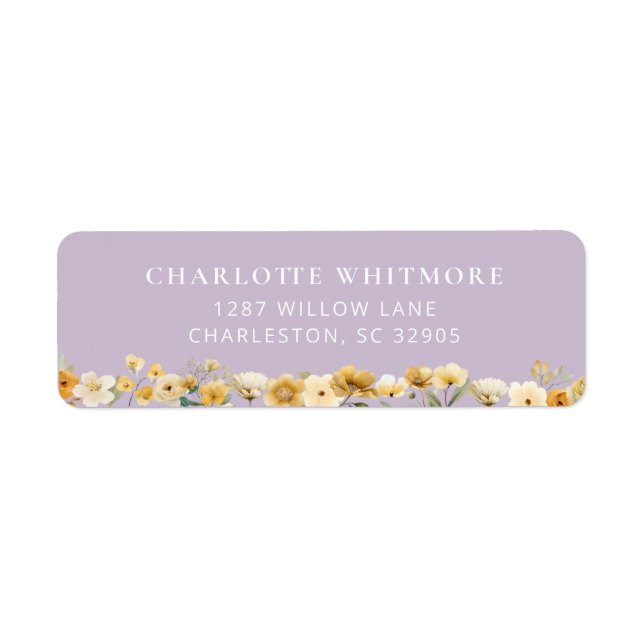 Lavender Floral Return Address Label (Front)