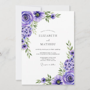 Lavender Floral Romance Wedding Invitation