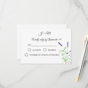 Lavender Floral Rustic flowers Modern RSVP Card