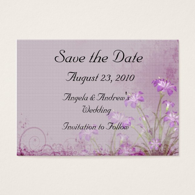 Lavender Floral Save the Date Card (Front)