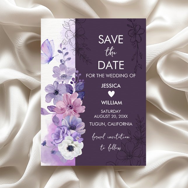 Lavender Floral Save the Date Card (Creator Uploaded)