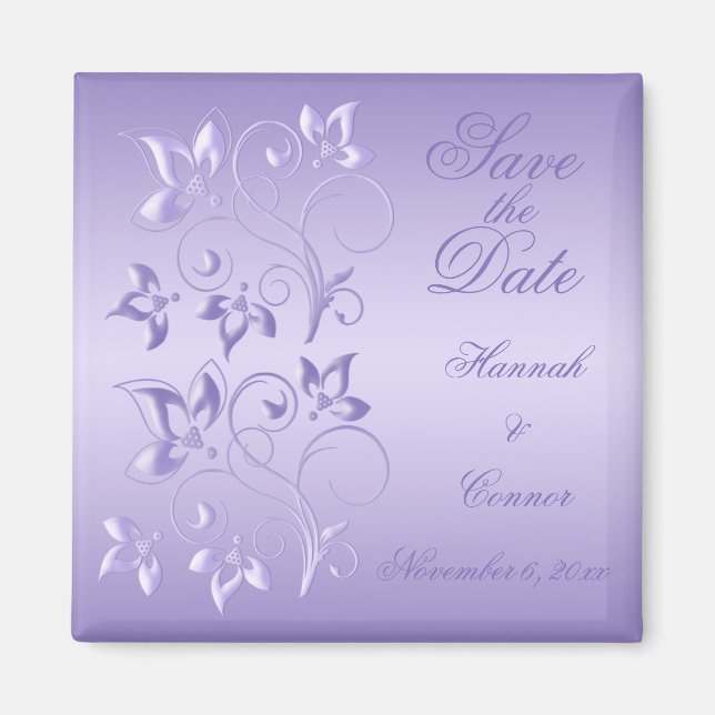 Lavender Floral Save the Date Magnet (Front)