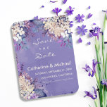 Lavender Floral Spring Weddding Save The Date Magnet<br><div class="desc">Watercolor floral designs have become increasingly popular in the world of weddings. This design features soft, delicate watercolor strokes in white and lavender color that evoke a sense of romanticism and elegance. The combination of pastel and vibrant colors gives this wedding suite a dreamy and whimsical feel, making it perfect...</div>