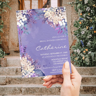 Lavender Floral Spring Wedding Bridal Shower Invitation
