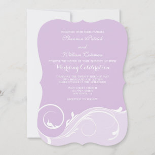 Lavender Floral Swirl Bracket Wedding Invites