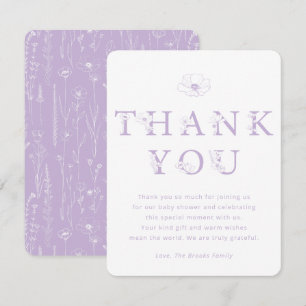 Lavender Floral Thank You Card Baby Shower
