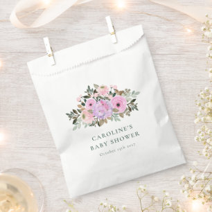 Lavender Floral Watercolor Baby Shower Custom Favour Bag