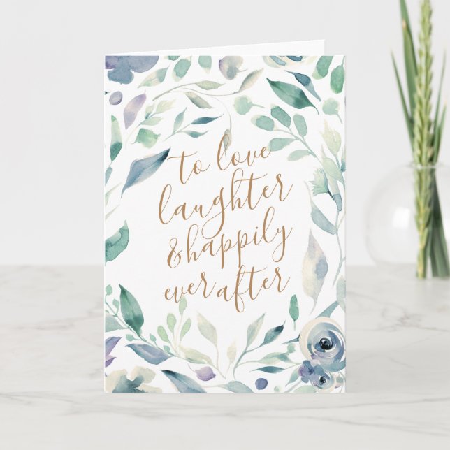 Lavender Floral Watercolor Happily Ever After Card (Front)