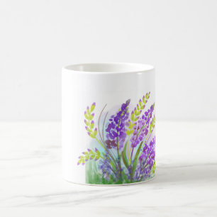 Lavender Floral Watercolor Mug   Botanical Lavende
