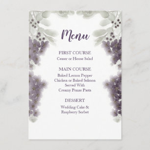 Lavender Floral Watercolor Wedding Menu