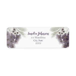 Lavender Floral Watercolor Wedding Return Label Return Address Label