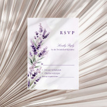Lavender Floral Watercolor Wedding RSVP Card