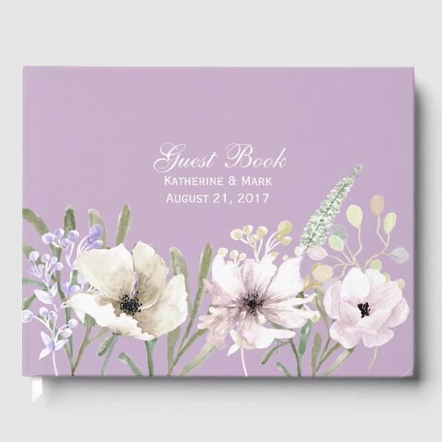 Lavender Floral Wedding Guest Book (Front)