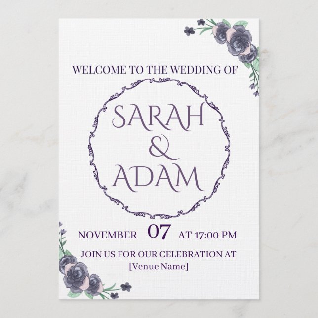 Lavender Floral Wedding Invitation (Front)