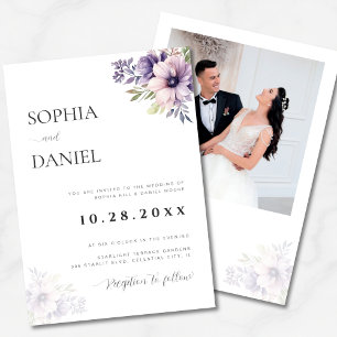 Lavender Floral Wedding Invitation Elegant