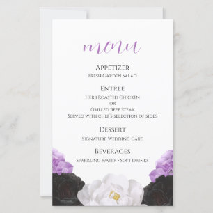 Lavender Floral Wedding Menu Card