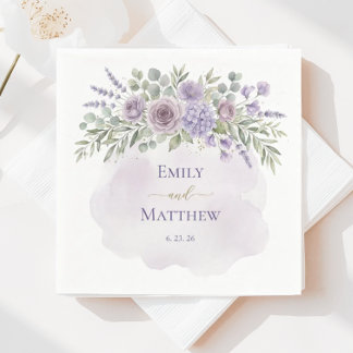 Lavender Floral Wedding Napkin