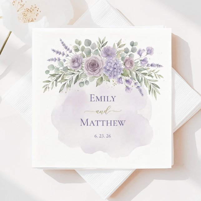 Lavender Floral Wedding Napkin (Creator Uploaded)