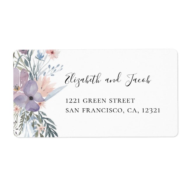 Lavender floral wedding. Purple flowers address (Front)