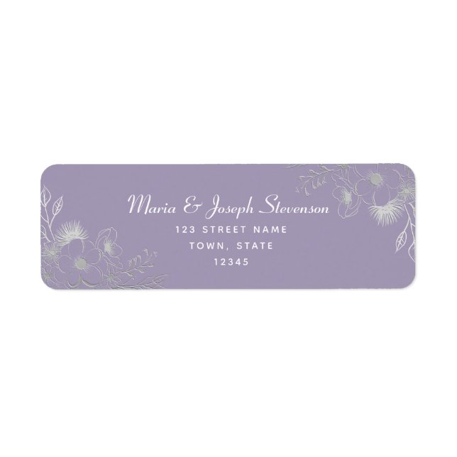 Lavender Floral Wedding Return Address Return Address Label (Front)