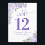 Lavender Floral Wedding Table Number Card Large<br><div class="desc">These beautiful wedding table number cards feature an elegant boho chic design with hand painted watercolor roses, blossoms, and greenery in shades of lavender and lilac purple. These cards are larger than standard making it easy for your guests to find their tables. Perfect way to make your wedding reception beautiful...</div>