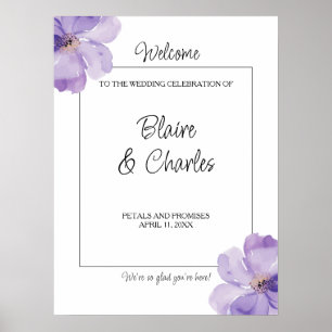 Lavender Floral Wedding Welcome Poster Sign