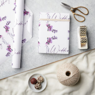 Lavender Floral Wedding Wrapping Paper