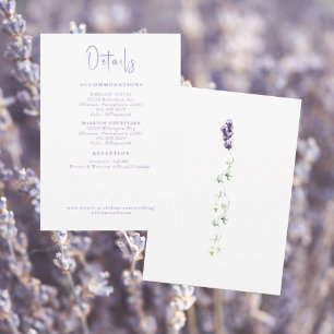 Lavender Floral White Wedding Details II Enclosure Invitation