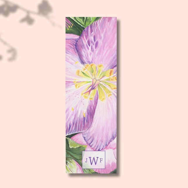 Lavender Floral with Purple Initials Yoga Mat (Beautiful hand painted floral design, one-of-a-kind yoga mat, perfect for your sacred practice.)